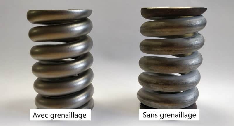 Ressort grenaillé et ressort sans grenaillage